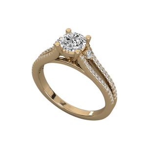 Anillo de Joyería Minimalista, Chapado en Oro de 14K, Corte Brillante Redondo, Diamante Cultivado en Laboratorio, Anillo de Compromiso y Boda para Mujer, Certificado IGI - Product Image 1