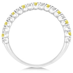 Anillo de Bodas de Oro Blanco de 14K con Diamantes Amarillos y Blancos de 0.50ct, Joyería de Diamantes - Product Image 3