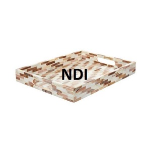 Bandeja de Servicio con Acabado en Nogal para Decoración de Mesa de Comedor en Hoteles y Hogares de Estilo Clásico, Bandeja para Servir en Bodas y Fiestas - Product Image 2