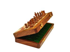 Tablero de Ajedrez Magnético de Madera de 10 x 10 Pulgadas, Juego Plegable con Piezas Magnéticas y Reinas Adicionales, Juego de Ajedrez de Viaje para Niños y Adultos - Product Image 4