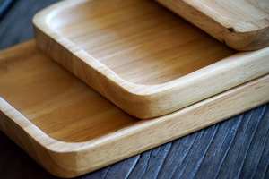 Vajilla decorativa rectangular de madera maciza Real Natural para servir fruta, plato de postre, bandeja para servir café, bandeja para servir café - Product Image 6