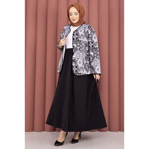 Conjunto de Chaqueta y Falda de Crepé con Estampado Étnico, Negro Sólido, 2 Piezas, Shorts de Verano con Pantalones, Top y Top Corto - Product Image 1