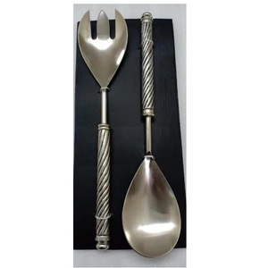 Serveur à salade en acier inoxydable de style européen et américain poignée en osier cadeau de noël outil à salade cuillère à salade fourchette - Product Image 4