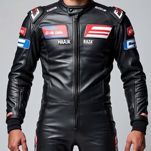 Traje de carreras de motos personalizado de grado profesional | Engranaje de pista de protección completa de cuero genuino con joroba trasera | Pedidos a granel - Product Image 1