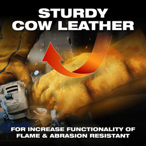 Guantes de soldadura de cuero dividido de piel de vaca de alta calidad, guantes de seguridad para barbacoa ignífugos resistentes al calor de larga duración - Product Image 3