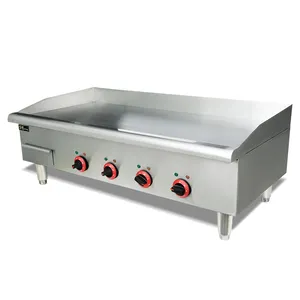 Komersial Stainless Steel Counter Top piring datar Hamburger komersial wajan Griddle elektrik Griddle Grill