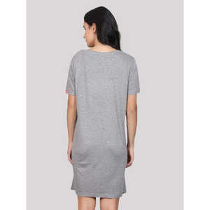 Evolove – chemise de nuit courte décontractée pour femmes, 100% coton, jersey imprimé, longueur aux genoux, douce (gris mélangé) - Product Image 2