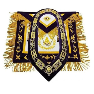 Regalia maçonnique GRAND LOUGE MAÎTRE MAÇON Tablier violet fait main avec collier à chaîne GRAND LOUGE MAÎTRE 2026 - Product Image 1