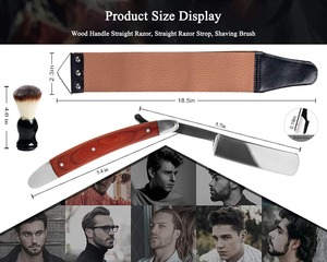 Kit profesional de maquinilla de afeitar de borde recto para peluquero con brocha de afeitar Strop y cuero para afeitado facial y corporal - Product Image 4