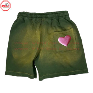 Pantalones cortos informales naranjas pesados personalizados Sun Faded Vintage Acid Wash 5 pulgadas Inseam Puff Logo impreso Summer Streetwear - Product Image 6