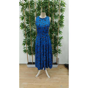 Robe Supreme à motifs pour femmes, sans manches, col rond, taille élastique, 34959 - Bleu - Product Image 5
