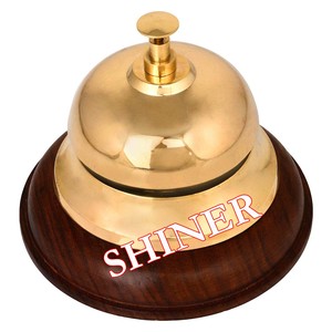 Hermoso diseñador de 5 ", servicio de campana de llamada de escritorio de latón para hoteles, escuelas, restaurantes, decoración, campanas de latón, recepción, campana de Base de madera - Product Image 2