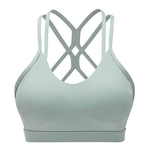 Soutien-gorge de sport sans couture léger et respirant pour femme, soutien moyen, coussinets amovibles, grande taille, devant uni - Product Image 4