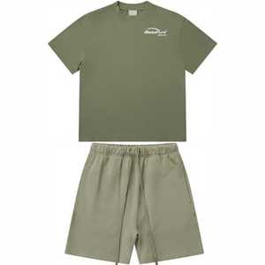 High Quality Essential 100% Cotton Unisex Custom Front Logo Street Style Breathable T-shirt and Shorts Set - Product Image 1
