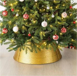 Luxury golden hammered iron tree <b>collar</b> Christmas decoration tree stand classy inspired decor for home new year Xmas party 2023 - Product Image 2