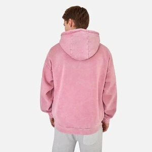 Nouvelle mode, vente en gros, pull à capuche noir vintage à épaules tombantes, sweat à capuche zippé complet avec lavage à l'acide minéral personnalisé - Product Image 6