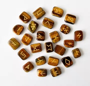 High Quality Handmade Tiger Eye <b>Crystal</b> Carved Rune <b>Set</b> Natural Gemstone Feng Shui Runes Tumbled For Available At Best Price - Product Image 1