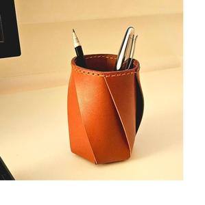 Luxury Design Leather Round Pencil Pen Cup <b>Holder</b> Organizer for Desk Table Decoration for Office School High Quality - Product Image 3