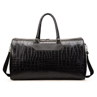 Meilleur sac polochon en cuir PU pour hommes Vintage Travel Weekender Fermeture à glissière Style en détresse Lettre pour le sport pendant la nuit