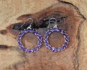 ต่างหูแบบห้อยอัญมณีอเมทิสต์ต่างหู925เงินแท้ต่างหูดีไซน์สำหรับผู้หญิงและเด็กผู้หญิง - Product Image 2