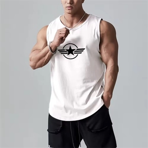 Custom Printed Men's Gym Fitness Tank Top Plus Size Casual Workout Cotton Stringer <b>Singlet</b> Washed Knitted Workout <b>Weightlifting</b> - Product Image 2