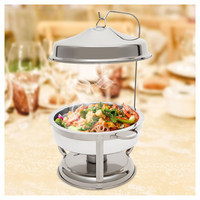 Réchaud de buffet décoratif à gaz/carburant, chauffe-plats professionnel en cuivre et acier inoxydable avec couvercle en verre, capacité 8L, idéal pour les hôtels