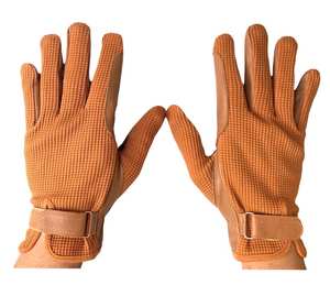 Guantes de equitación de cuero genuino de piel de ciervo personalizados, guantes deportivos de motocicleta ecuestres de dedo completo sin forro - Product Image 1