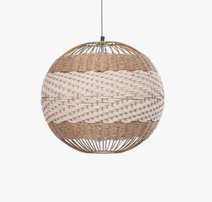 Lampe suspendue tissée à la main de luxe fabriquée en jute et métal pour la décoration intérieure - Product Image 1