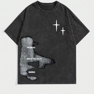 T-shirt homme avec impression de flocons de neige en détresse, adapté à une tenue décontractée au printemps et à l'été 2024 - Product Image 1