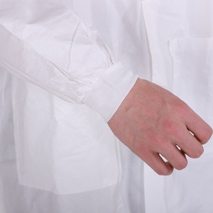 Bata blanca de laboratorio con puños elásticos Ropa de trabajo de manga larga para estudiantes masculinos Ropa de seguridad para experimentos químicos médicos - Product Image 5