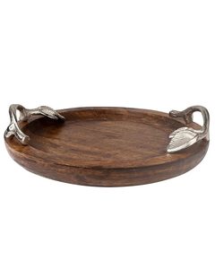 Plateau de service rond en bois Offre Spéciale avec poignée en feuille de métal pour la maison de restaurant de mariage de Noël - Product Image 5