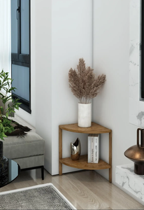2-Tier Triangle Wooden Shelf <b>Unit</b> <b>Corner</b> <b>Storage</b> Shelf for Bathroom & Living Room - Product Image 4