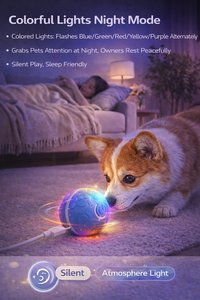 C Tipi Şarj Edilebilir Işıklı Elektrikli Yuvarlanan Köpek Topu Akıllı Uyandırma Etkileşimli İç Mekan Oyuncak Evcil Hayvan Oyuncağı - Product Image 3