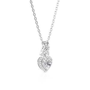 Collier Jeulia Eternal Halo Heart en argent sterling rhodié avec moissanite - Product Image 2