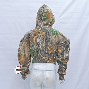 Custom Men Camo Print Recortada Sudadera con capucha Cordón Zip up Sudaderas con capucha Logotipo personalizado Sudaderas con capucha para hombres - Product Image 4