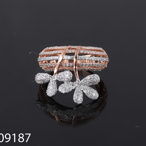 D'VINS JEWELS Flower Design Diamond Ring 14K Rose Gold Plated Lab Grown Round Brilliant Cut Women's Wedding Engagement Ring - Product Image 4