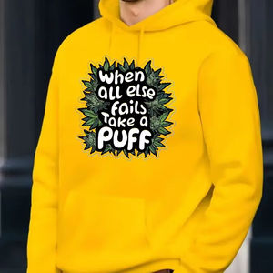 Sudadera con Capucha de Poliéster para Hombre con Estampado 'Take a Puff', Sudadera con Capucha de Manga Larga, Tejido de Punto con Ligero Estiramiento - Product Image 1
