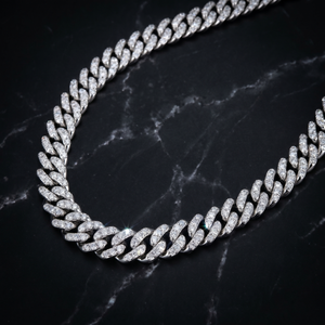 สร้อยคอแบบ Cuban Link ประดับเพชรโมอิสซาไนต์สี D ขนาด 11 มม. พร้อมสายเงินแท้ 925 - Product Image 6