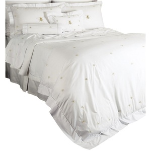 Wholesale Cute Bees Embroidered White <b>Cotton</b> Sateen Bedding Sets 100% <b>Cotton</b> Duvet Cover & Pillowcases for Home Hotel Wedding - Product Image 1