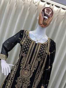 Haut traditionnel indien et pakistanais élégant de haute qualité avec pantalon à broderie séquentielle Dupatta - Product Image 6