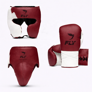 Fly Superlace MMA Boxing Gloves Set <b>Custom</b> Real Leather Breathable Non-Slip Head Guard Groin Guard <b>Cup</b> Protector Burgundy Maroon - Product Image 1