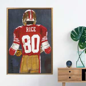 Jerry Rice 49ers Printed Canvas Wall Art: Vibrant Sports Decor,GOLD <b>FRAMED</b> CANVAS - Product Image 1