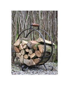 Porte-bûches en fer forgé robuste avec conception réglable pour différentes tailles de bûches dans des environnements intérieurs ou extérieurs - Product Image 1