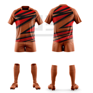 Tenue de rugby personnalisée avec broderie 3D, maillot et short, coupe athlétique, léger, respirant, vêtements de sport écologiques pour les matchs d'équipe - Product Image 2