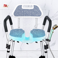 Chaise de douche médicale 3D en forme de U, classe II, réglable en hauteur, siège de bain avec double repose-pieds, design léger, capacité 126 kg, pour personnes âgées