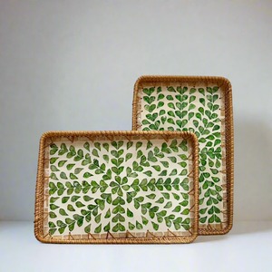 Plateaux en rotin MOP Offres Spéciales nacre plateau de service pour aliments boissons pièce de table - Product Image 2