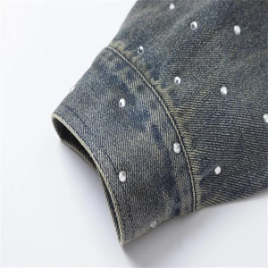 Veste en jean vintage pour hommes, manteau en jean ample imprimé décontracté, simple boutonnage, design surdimensionné pour la saison d'hiver, quantité minimale de commande bas - Product Image 6