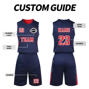 Uniformes de Baloncesto Baratos de Poliéster, Camisetas de Baloncesto Reversibles para Hombre, Tallas Grandes para Adultos, Transpirables, de Doble Cara - Product Image 3