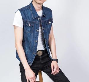 Premium nouvelle haute qualité conception OEM rétro hommes mince Denim gilet veste sans manches Jean gilet décontracté Denim mâle jean gilet pour garçons - Product Image 4