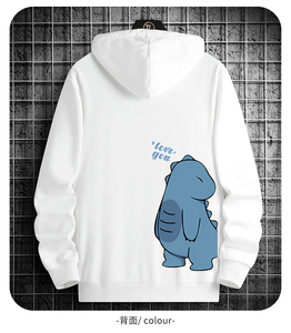 Nouveau MISS VOUS AIME Couple Dinosaure Imprimer Mode Hommes et Femmes Automne/Hiver Polaire Sport Loisirs À Capuche Couple Cadeau - Product Image 3